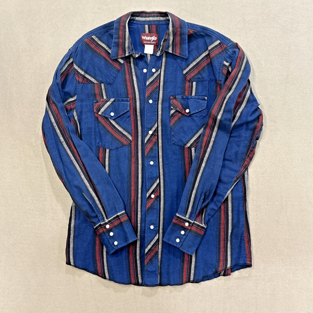 Vintage Wrangler Men’s Western Shirt Lg Tall Cowboy Pear Snap Country Aztec